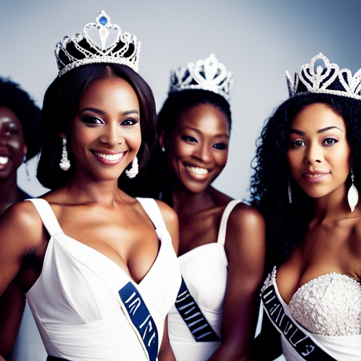 An image of a diverse group of pageant winners standing together, exuding confidence and poise