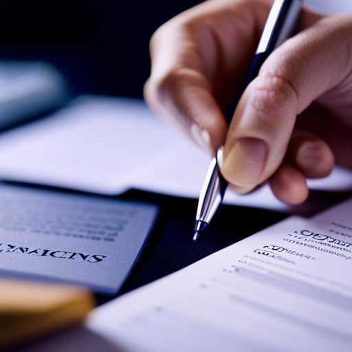 An image of a person signing a contract with a pageant organization, with a detailed close-up of the terms and conditions being discussed and agreed upon